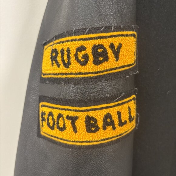 Vintage Owls Varsity Jacket XL Leather Wool Rugby Football Letterman Outerwear - Picture 14 of 16